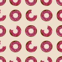 nahtlose Muster Donuts Kuchen design.pink Hintergrund. Lebensmitteldesign für Tapeten, Kulissen, Cover, Verkauf, Shop und Grafikdesign. Vektor-Illustration vektor