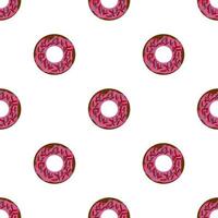 nahtloses Muster Donuts Kuchendesign. weißer Hintergrund. Lebensmitteldesign für Tapeten, Kulissen, Cover, Verkauf, Shop und Grafikdesign. Vektor-Illustration vektor