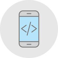 app utveckling linje fylld ljus ikon vektor