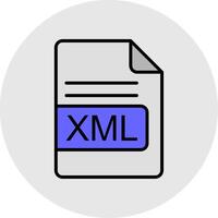 xml fil formatera linje fylld ljus ikon vektor