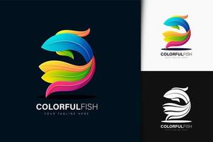 färgglada gradient fisk logotyp design vektor