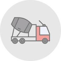 Beton LKW Linie gefüllt Licht Symbol vektor