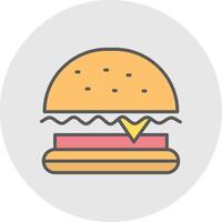 Burger schnell Essen Linie gefüllt Licht Symbol vektor