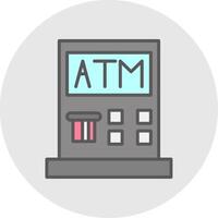 Bankomat maskin linje fylld ljus ikon vektor
