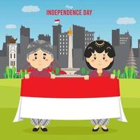 flacher indonesien unabhängigkeitstag hintergrund vektor