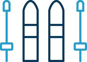 Skifahren Linie Blau zwei Farbe Symbol vektor
