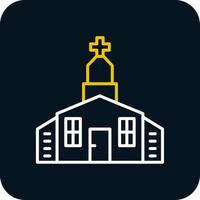 kyrka linje gul vit ikon vektor