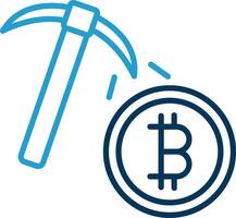 Bitcoin Bergbau Linie Blau zwei Farbe Symbol vektor