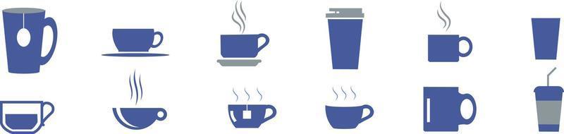 Kaffee- und Teeikonen eingestellt. Kaffeetasse-Symbol. Teetasse Vektor