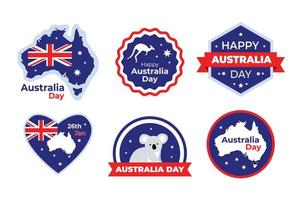 australien dag klistermärke design set vektor