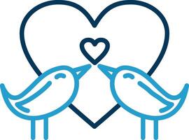 Liebe Vögel Linie Blau zwei Farbe Symbol vektor
