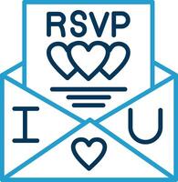 RSVP Linie Blau zwei Farbe Symbol vektor