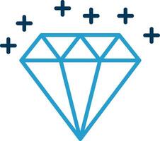 Diamant Linie Blau zwei Farbe Symbol vektor