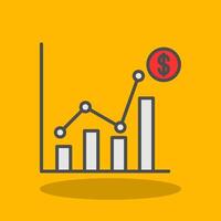 Der Umsatz Statistiken gefüllt Schatten Symbol vektor