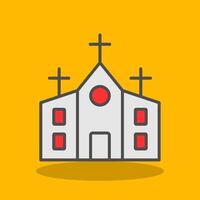 kyrka fylld skugga ikon vektor