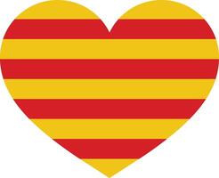 catalonia hjärta flagga . catalonia flagga i hjärta form . catalonia kärlek symbol vektor