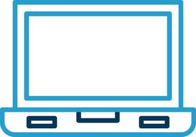 bärbar dator skärm linje blå två Färg ikon vektor