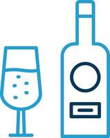 vin flaska linje blå två Färg ikon vektor