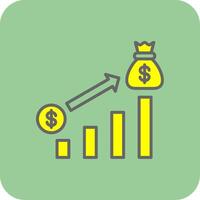 pengar tillväxt fylld gul ikon vektor
