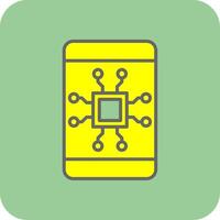 Handy, Mobiltelefon Technologie gefüllt Gelb Symbol vektor