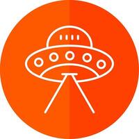 UFO linje gul vit ikon vektor