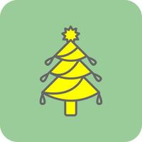 jul träd fylld gul ikon vektor