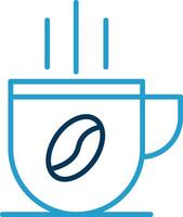 kaffe kopp linje blå två Färg ikon vektor