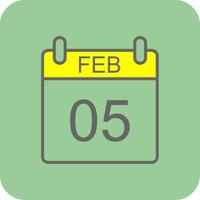 Februar gefüllt Gelb Symbol vektor