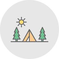 camping linje fylld ljus ikon vektor