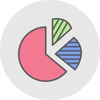 Kuchen Diagramm Linie gefüllt Licht Symbol vektor