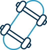 skateboard linje blå två Färg ikon vektor