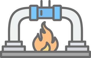 gas rörledning fylld ljus linje fylld ljus ikon vektor