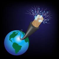 Erde Globus mit Leistung Kabel. Energie Design Über Weiß Hintergrund. vektor