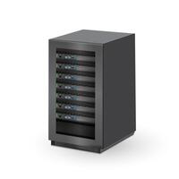 3d Server Gestell Stand geöffnet und geschlossen, Über Weiß Hintergrund. vektor