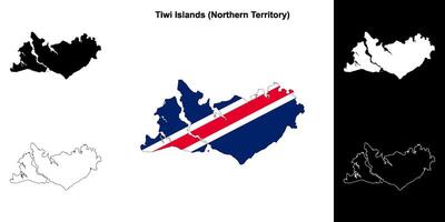 tiwi öar tom översikt Karta uppsättning vektor