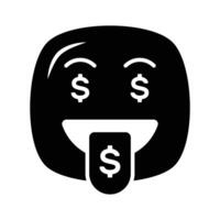 Reich Emoji Design, gierig Ausdrücke, Dollar Zeichen auf Zunge vektor