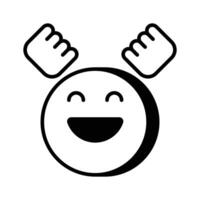 entusiastisk emoji ikon, Lycklig ansikte design vektor