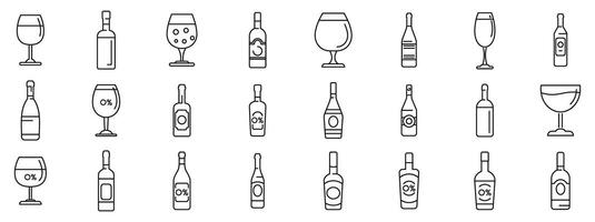 nicht alkoholisch Wein Symbole einstellen Gliederung . Sommer- Party trinken vektor