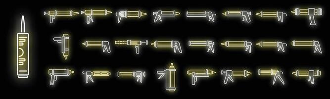 Silikon abdichten Gewehr Symbole einstellen Neon- vektor