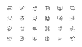 digital företag linjär ikoner samling.set av tunn linje webb ikon uppsättning, enkel översikt ikoner samling, pixel perfekt ikoner,. vektor