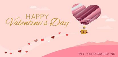 glücklich Valentinstag Tag. schön Postkarte mit ein herzförmig Ballon. Gruß Karte oder Banner. vektor