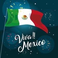 Viva Mexico Label mit mexikanischer Flagge vektor