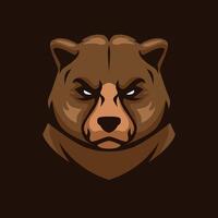 grizzly Björn huvud maskot logotyp esports vektor