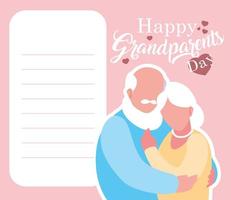 glückliche Großeltern-Tageskarte mit altem umarmtem Paar vektor