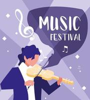 musikfestival affisch med man spelar fiol vektor
