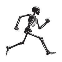 joggning skelett illustration i svart och vit vektor