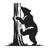 Bär Logo - - ein Bär Klettern Baum Illustration im schwarz und Weiß vektor