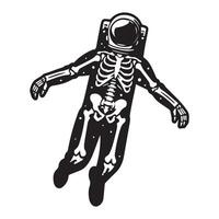 astronaut skelett flytande i Plats illustration på en vit bakgrund vektor
