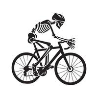 ein Radfahren Skelett tragen ein Helm Illustration im schwarz und Weiß vektor