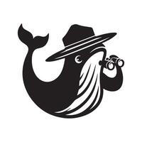 Illustration von ein Wal wie ein Park Ranger im schwarz und Weiß vektor